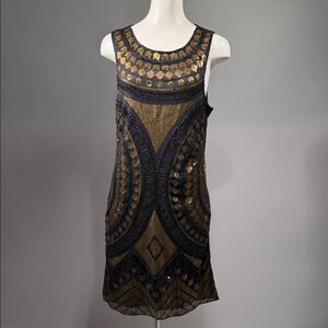 Molly Bracken Black and Gold Mini Dress (rack9)